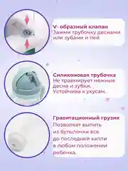 Мятный бутылка детская, бутылочка детская с трубочкой, поильник непроливайка, 250 и 350 мл