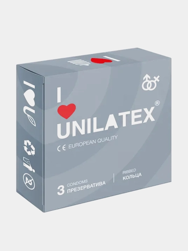 Презервативы UNILATEX Ribbed, 3 штуки