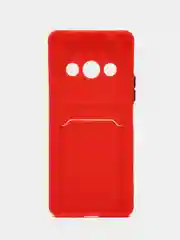 Красный чехол для Xiaomi Redmi A3/Poco C61 (Сяоми Редми А3/Поко С61), с карманом для карт