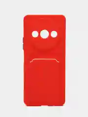 Красный чехол для Xiaomi Redmi A3/Poco C61 (Сяоми Редми А3/Поко С61), с карманом для карт