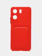 Красный чехол для Xiaomi Redmi 13C/Poco C65 (Сяоми Редми 13С/Поко С65), с карманом для карт