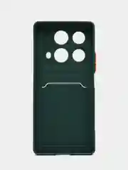 Тёмно-зелёный чехол для Infinix Note 40 4G (Инфиникс Нот 40 4 Джи) с карманом для карт
