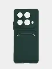 Тёмно-зелёный чехол для Infinix Note 40 4G (Инфиникс Нот 40 4 Джи) с карманом для карт