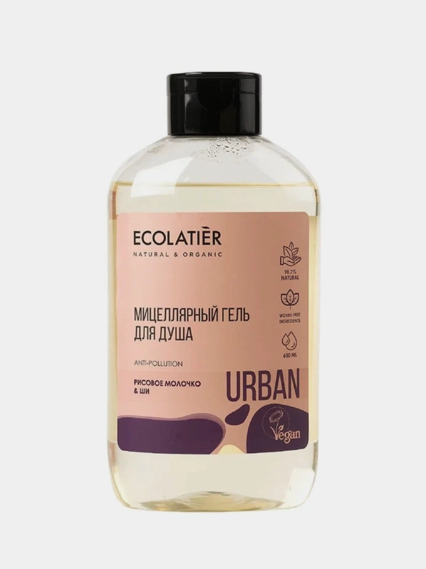 Мицеллярный гель для душа ECOLATIER "Рисовое молочко & ши", 600 мл