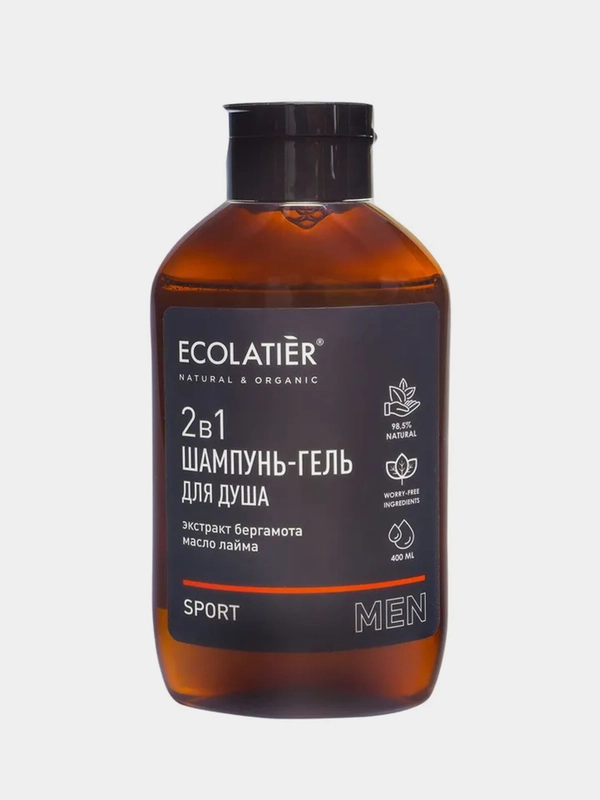 Мужской шампунь и гель для душа ECOLATIER 2 в 1 Sport, 400 мл