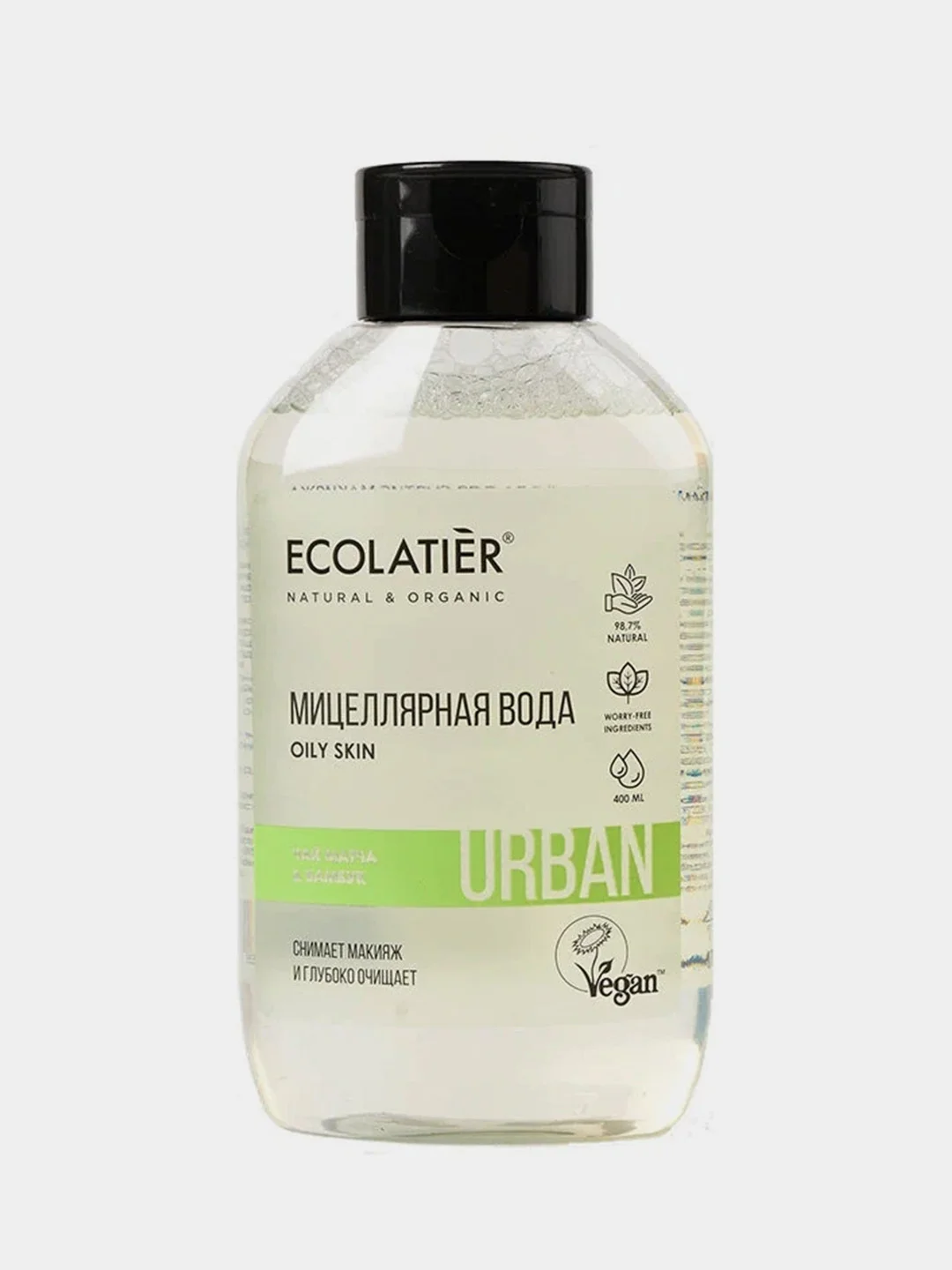 Мицеллярная вода для снятия макияжа ECOLATIER "Чай матча & бамбук", 600 мл