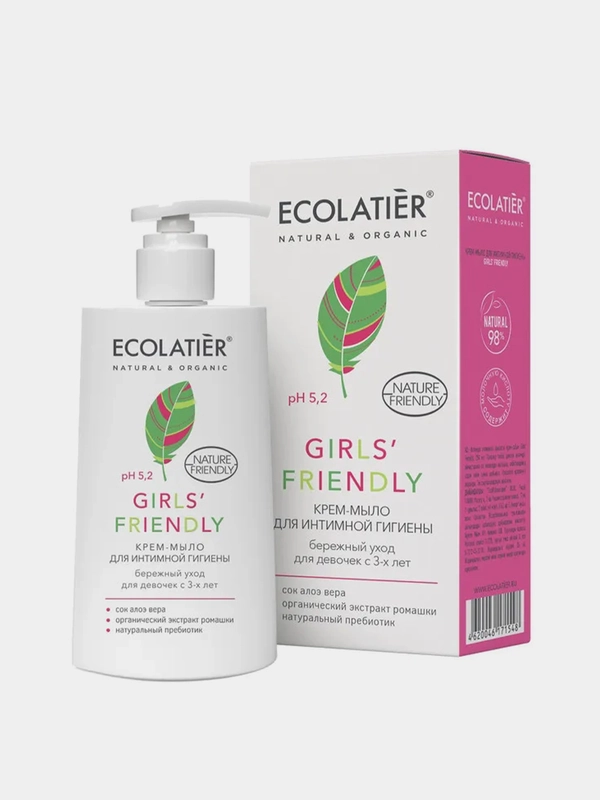 Крем-мыло для интимной гигиены ECOLATIER Girls Friendly, для девочек, с 3-х лет, 250 мл