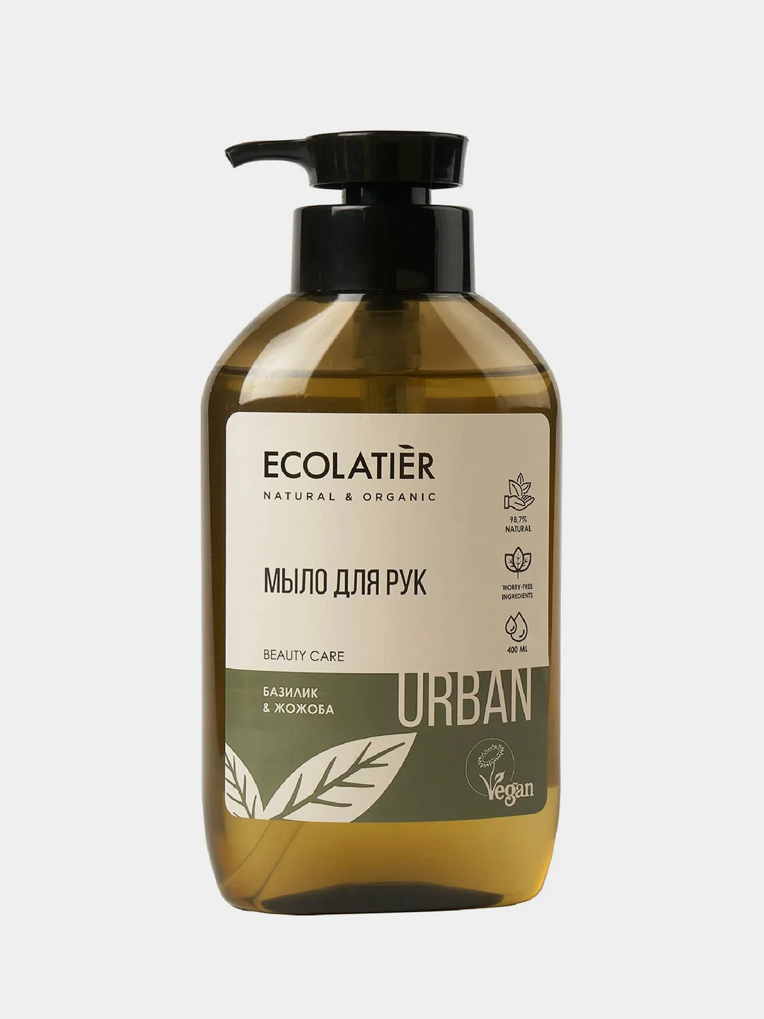 Жидкое мыло для рук ECOLATIER "Базилик & жожоба", 400 мл
