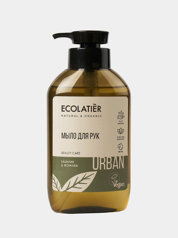 Жидкое мыло для рук ECOLATIER "Базилик & жожоба", 400 мл