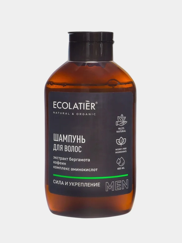 Мужской шампунь ECOLATIER Сила и укрепление, 400 мл