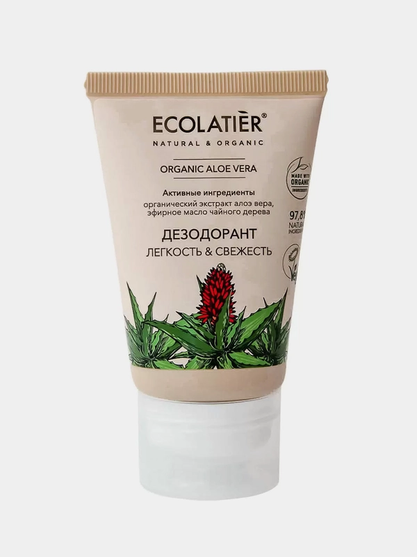 Дезодорант ECOLATIER GREEN "Легкость & Свежесть" ORGANIC ALOE VERA, 40 мл