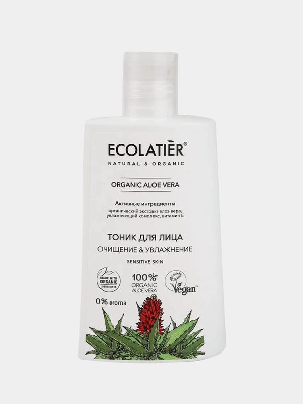 Тоник для лица ECOLATIER "ОЧИЩЕНИЕ & УВЛАЖНЕНИЕ" ORGANIC ALOE VERA, 250 мл