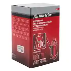 Домкрат гидравлический, бутылочный, 20 т, h подъема 242-452 мм, MATRIX, 50731