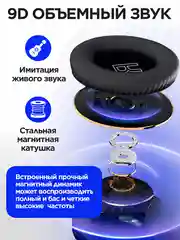 Черный беспроводные наушники Sound Wave Pro с микрофоном, Bluetooth