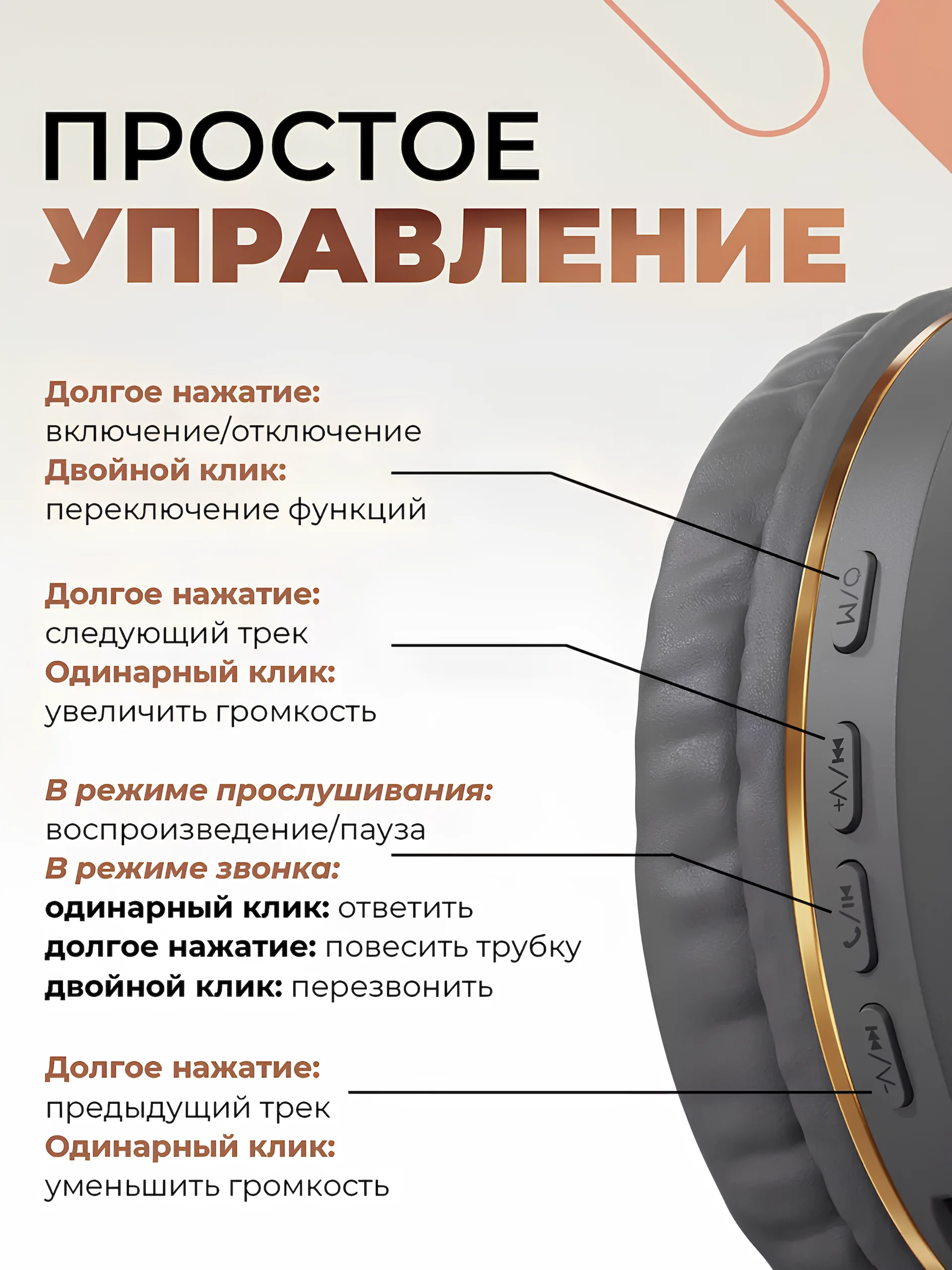 Тёмно-серый беспроводные наушники Sound Wave Pro с микрофоном, Bluetooth