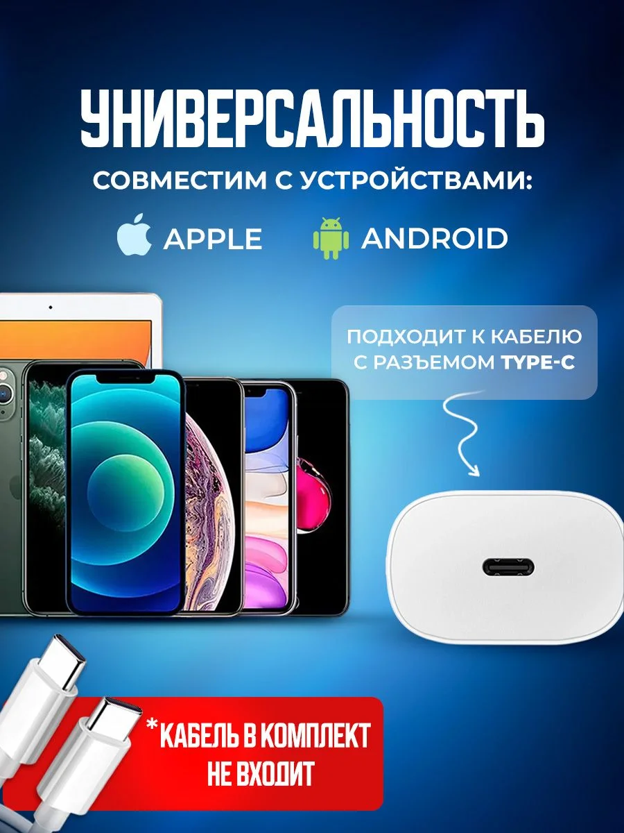 Блок питания для зарядки мобильных устройств Type C 3 Ампера для быстрой зарядки телефона