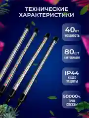 Фитолампа 360 градусов для растений, лампа для рассады 3-х цветная на штативе