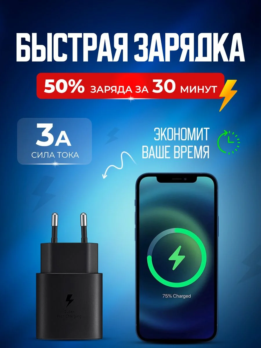 Блок питания для зарядки мобильных устройств Type C 3 Ампера для быстрой зарядки телефона