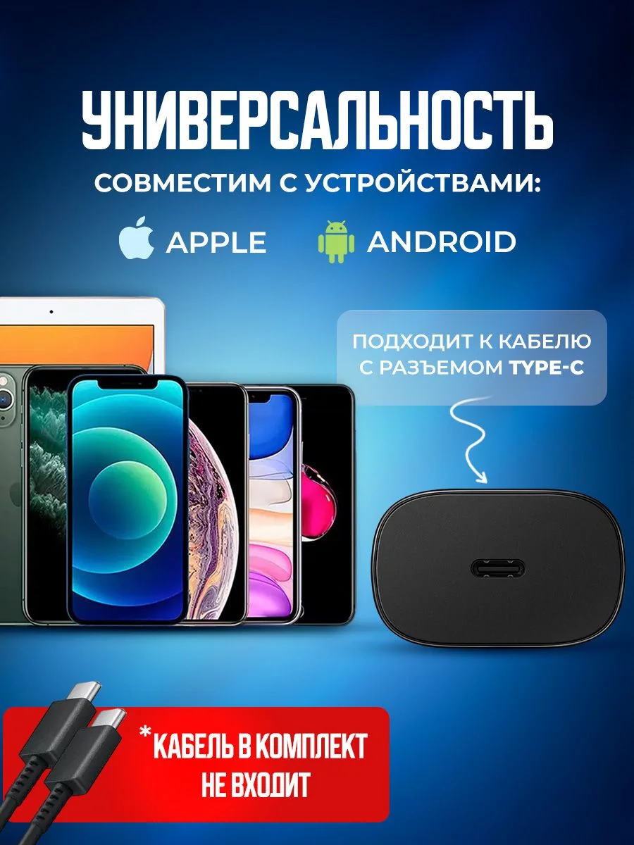 Блок питания для зарядки мобильных устройств Type C 3 Ампера для быстрой зарядки телефона