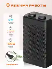 Электрический керамический обогреватель 3 режима работы 5/750/1500W
