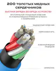 Кабель c индикатором зарядки USB на Type C 6A 120W для быстрой зарядки телефона Android