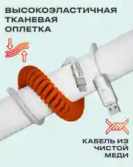 Кабель c индикатором зарядки USB на Type C 6A 120W для быстрой зарядки телефона Android