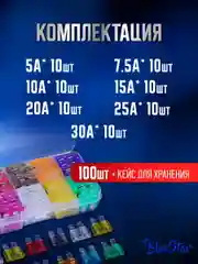 Набор автомобильных предохранителей 3 размера 100 предметов 2-40 A