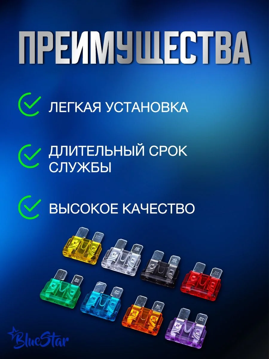 Набор автомобильных предохранителей 3 размера 100 предметов 2-40 A