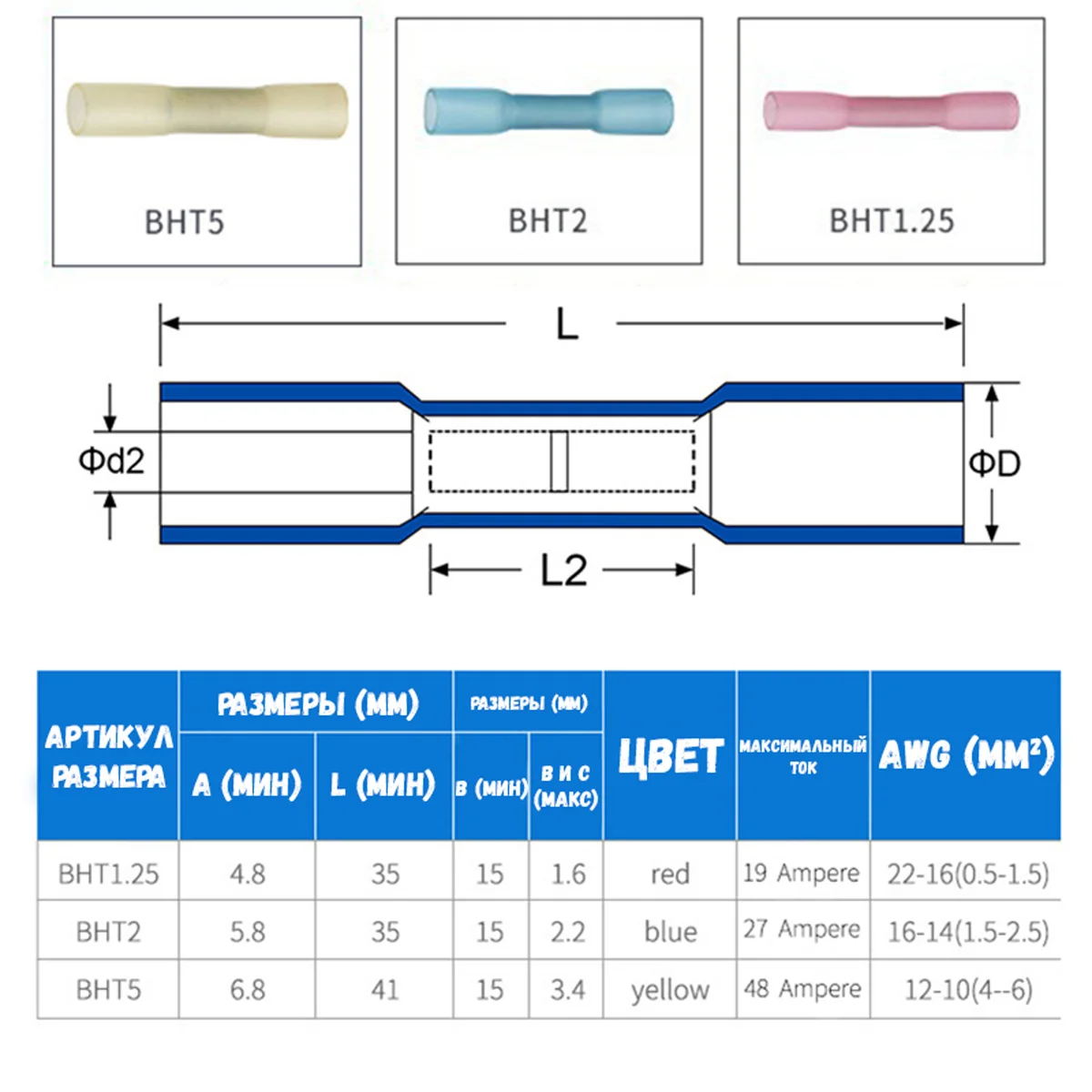 Кримпер Bluestar 0,25-6 мм2 HS-40J 23-10 AWG для обжима наконечников и гильза-клемма