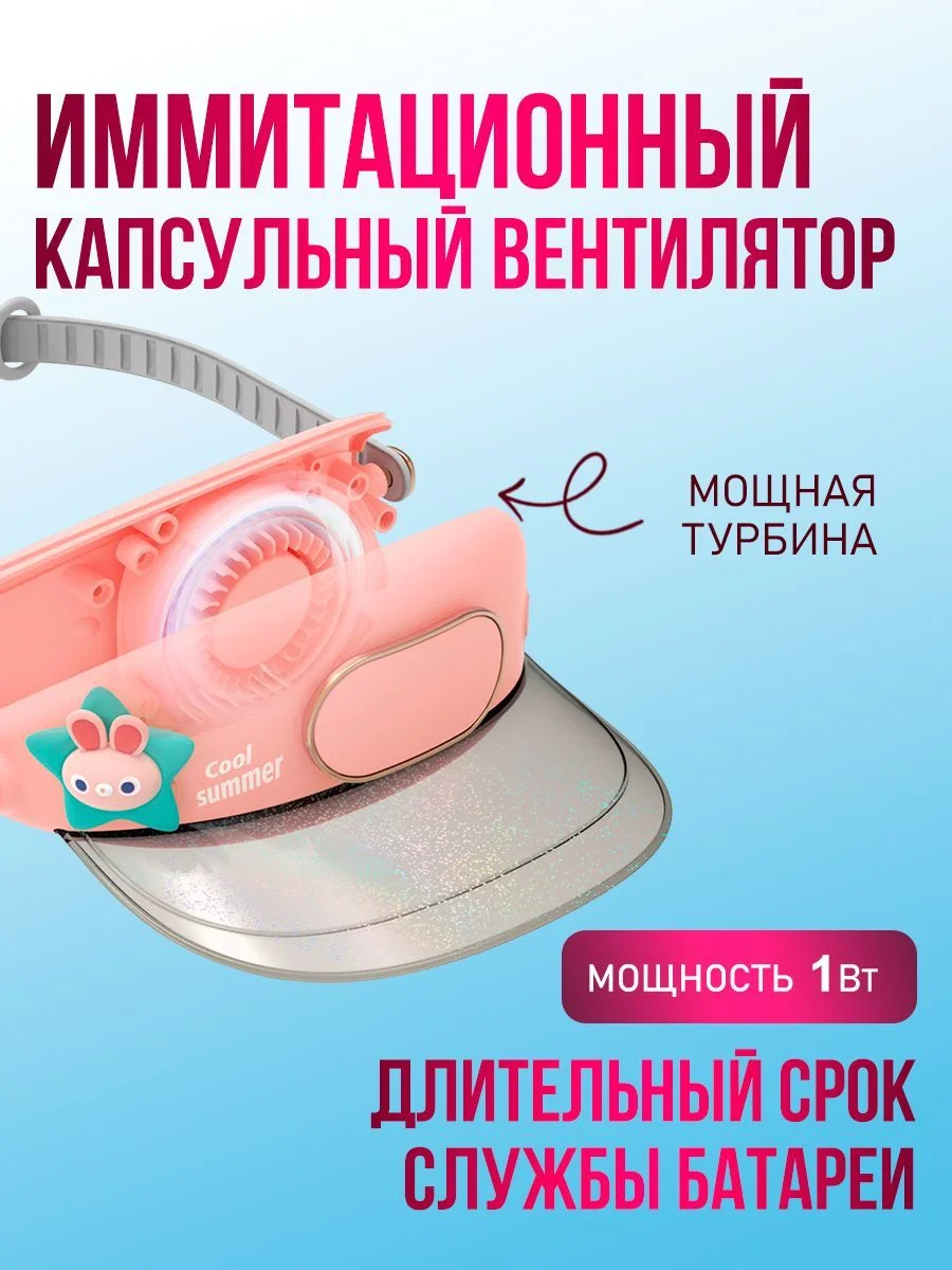 Портативный беспроводной мини-вентилятор ручной BlueStar 3 Speed Type - C, Kawaii кепка