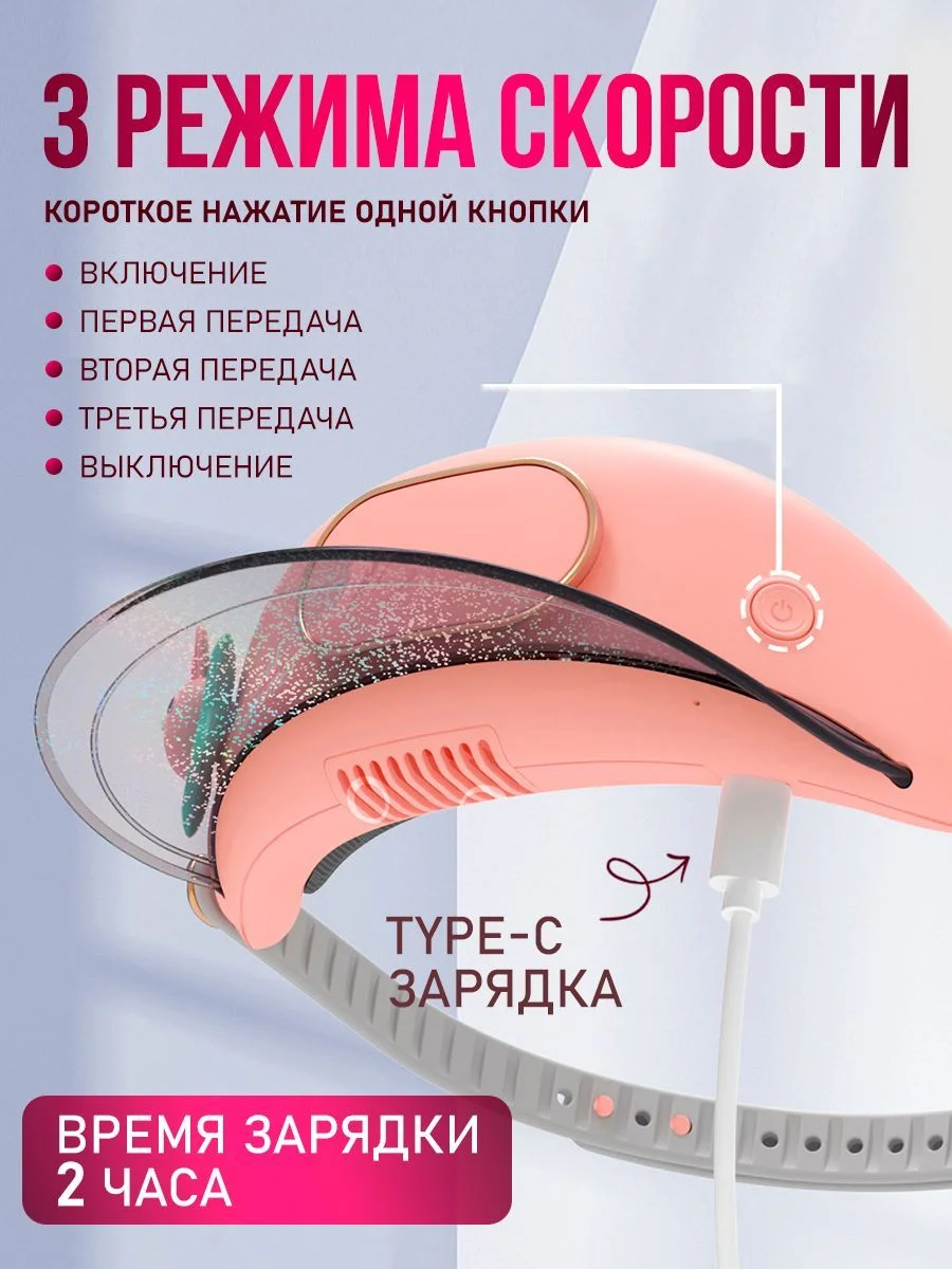 Портативный беспроводной мини-вентилятор ручной BlueStar 3 Speed Type - C, Kawaii кепка