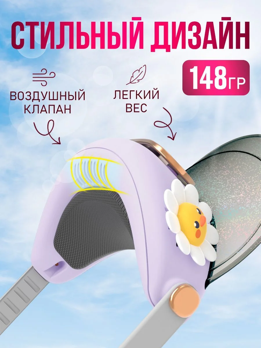 Портативный беспроводной мини-вентилятор ручной BlueStar 3 Speed Type - C, Kawaii кепка