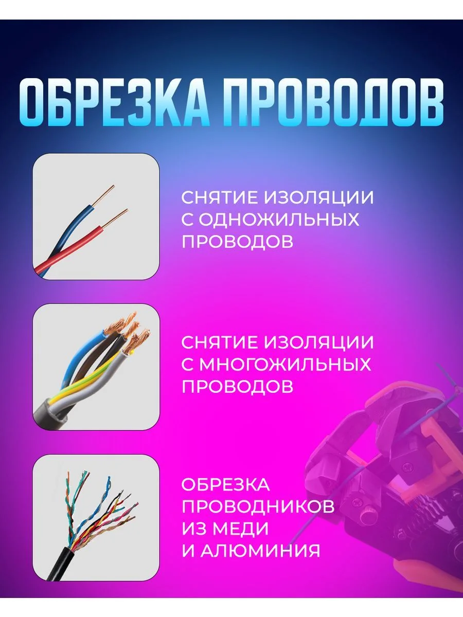 Стриппер для зачистки проводов, клещи для снятия изолязии автоматические 0,5-6мм