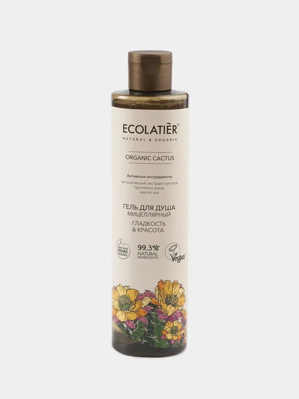 Мицеллярный Гель для душа ECOLATIER GREEN "Гладкость & Красота" ORGANIC CACTUS, 350 мл