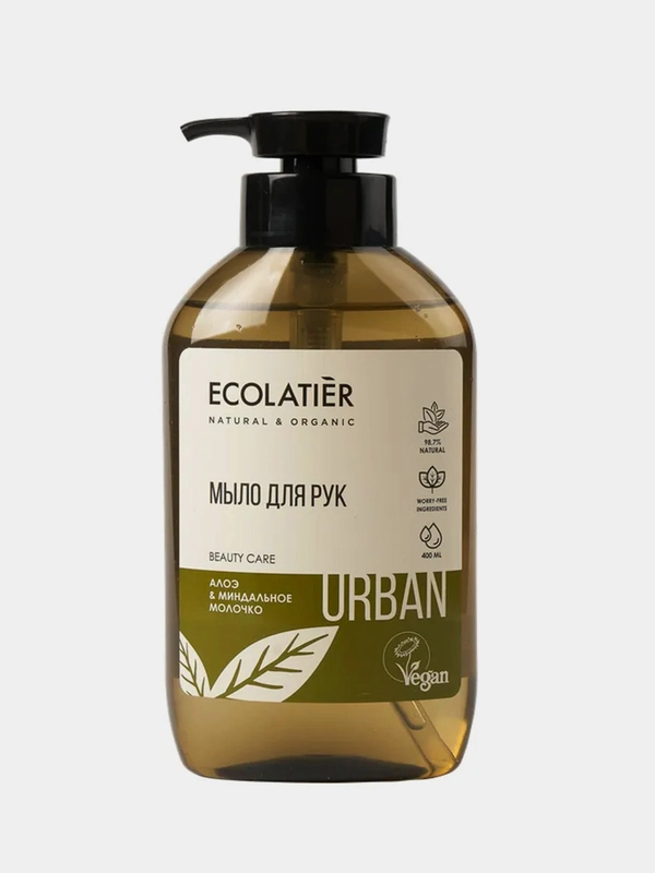 Жидкое мыло для рук ECOLATIER "Алоэ & миндальное молочко", 400 мл