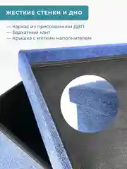 Пуфик с ящиком для хранения складной ГЕЛЕОС Пуф 76-НВ, 76х38х38 см, в прихожую, синий