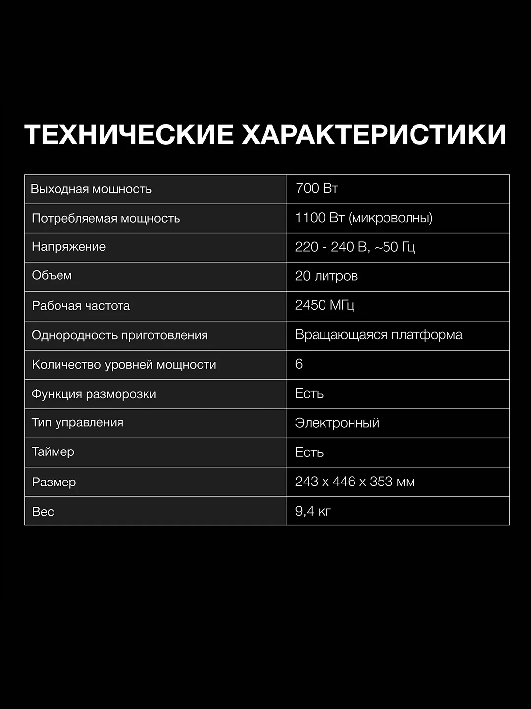 Микроволновая печь Hyundai HYM-D3030, 20 л, 700 Вт, черная
