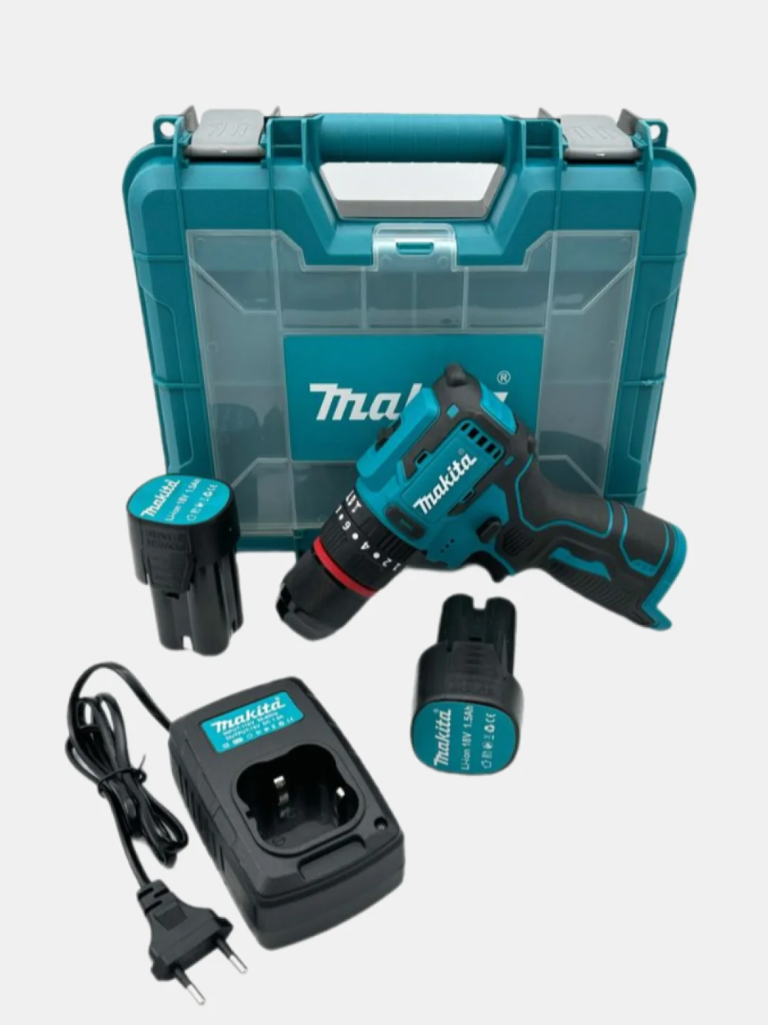 Тёмно-бирюзовый бесщеточный дрель-шуруповерт Makita, аккумуляторный, 18V