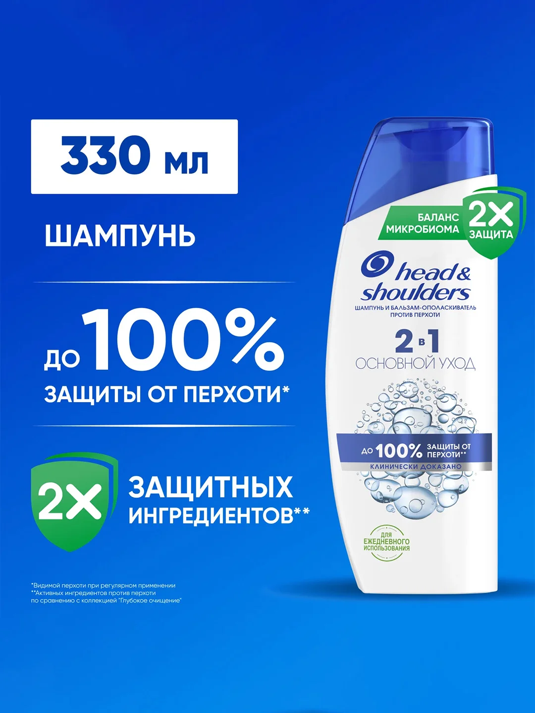 Шампунь от перхоти и бальзам для волос Head&Shoulders Основной уход, 2 в 1, 330 мл