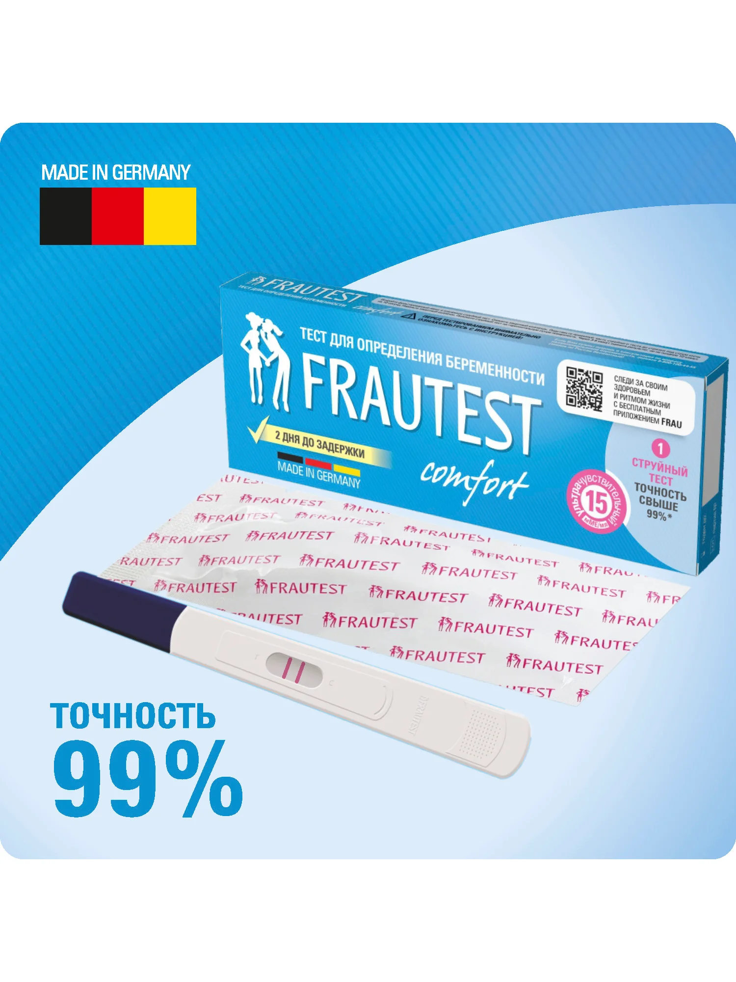 Тест на беременность FRAUTEST comfort (в кассете с колпачком)