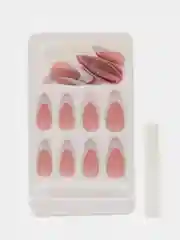 Серый накладные ногти с дизайном френч, 24 штуки