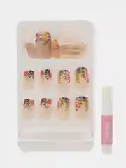 Индиго накладные ногти с дизайном, 24 штуки + клей