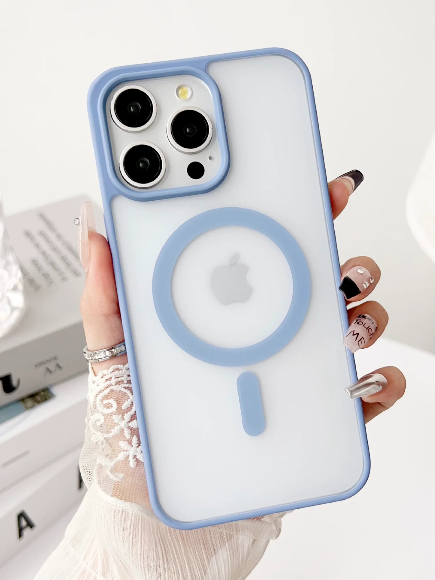Голубой чехол для iPhone 11, 12, 13, 14, 15, 16, Pro, 15 Pro Max MagSafe, чехол на айфон магсейф