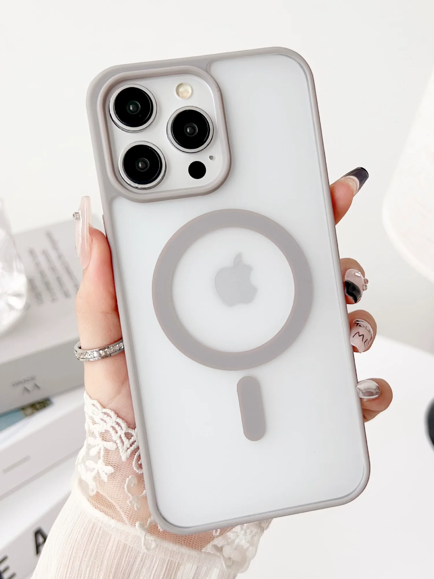 Серый чехол для iPhone 11, 12, 13, 14, 15, 16, Pro, 15 Pro Max MagSafe, чехол на айфон магсейф