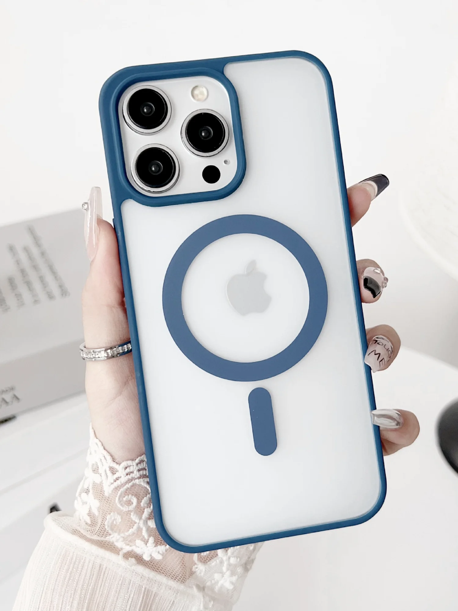 Темно-синий чехол для iPhone 11, 12, 13, 14, 15, 16, Pro, 15 Pro Max MagSafe, чехол на айфон магсейф