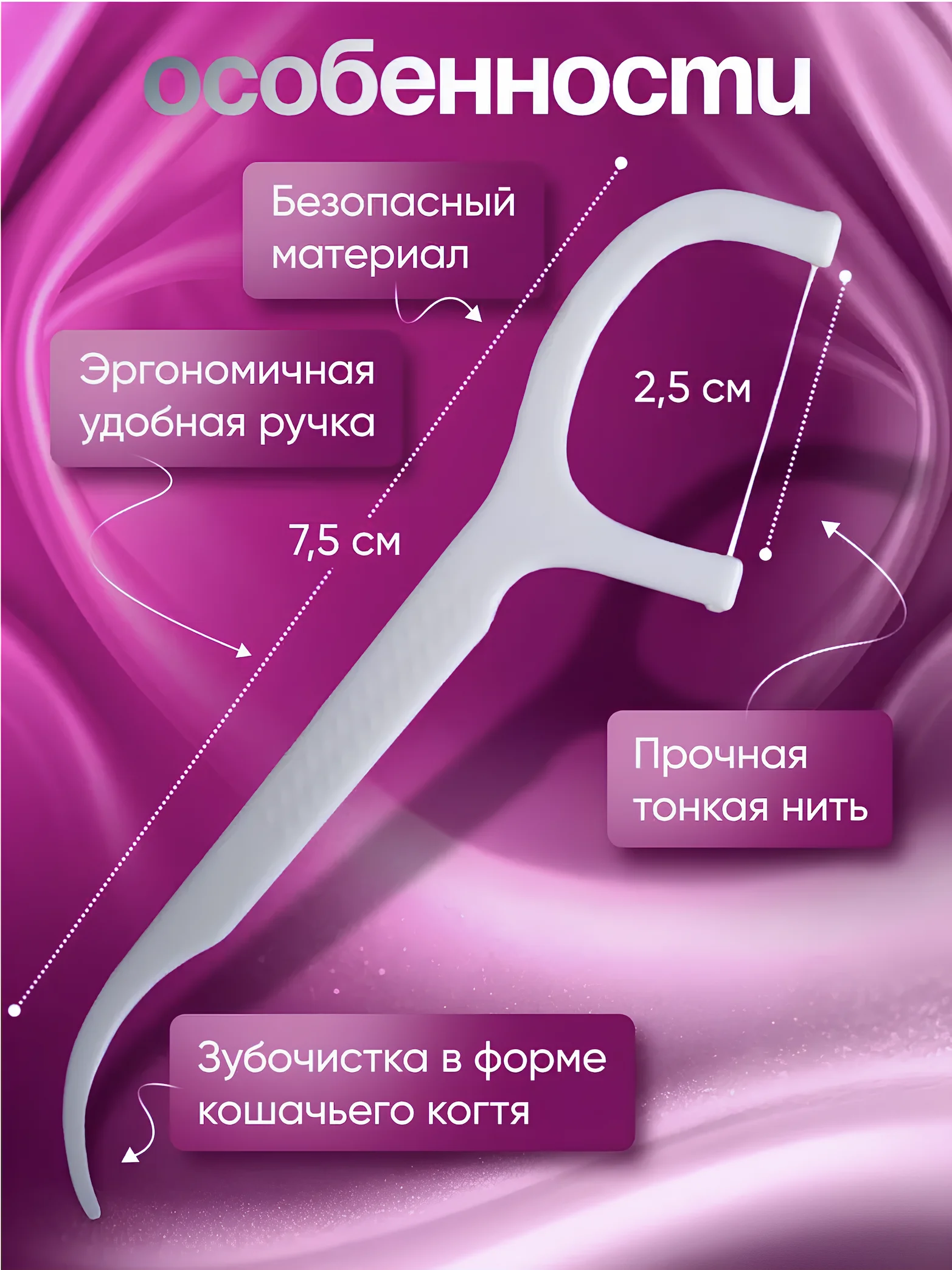 Зубная нить и зубочистка флоссер, в пакете 100, 200 штук