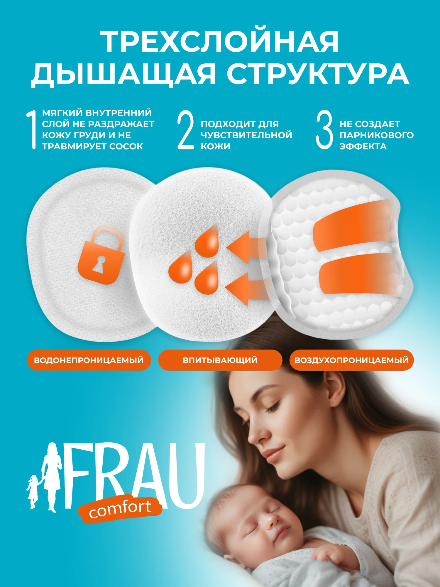 Прокладки для груди FRAU comfort invisible, 48 шт