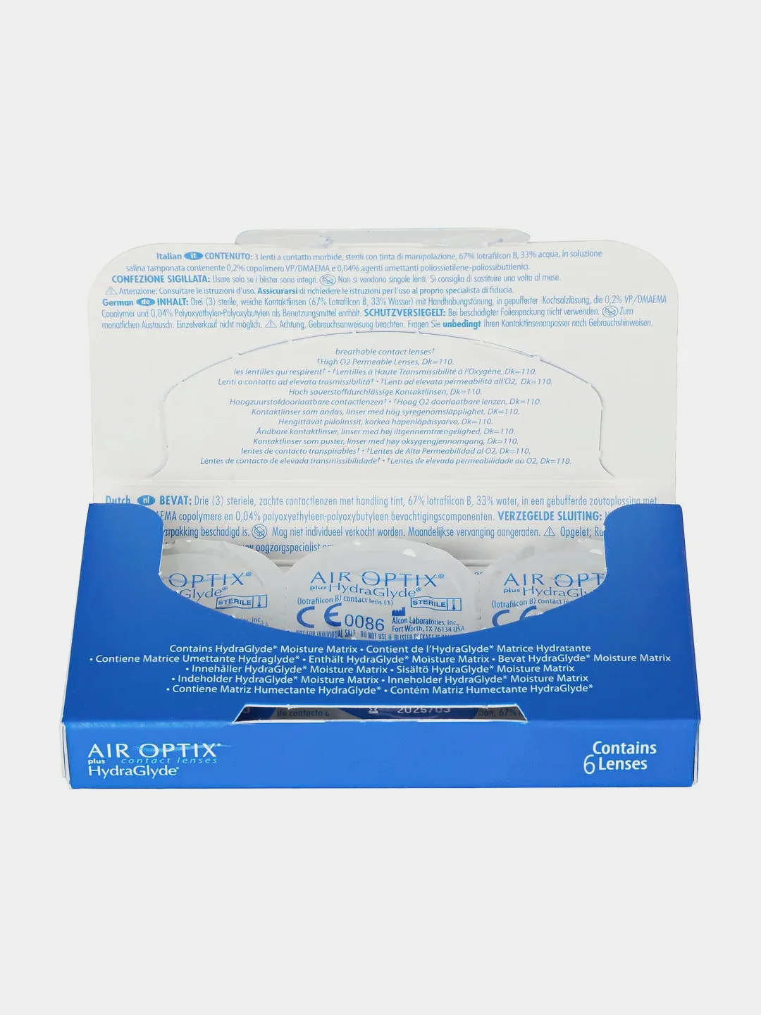 Контактные линзы Alcon AIR OPTIX plus HydraGlyde, 6 штук