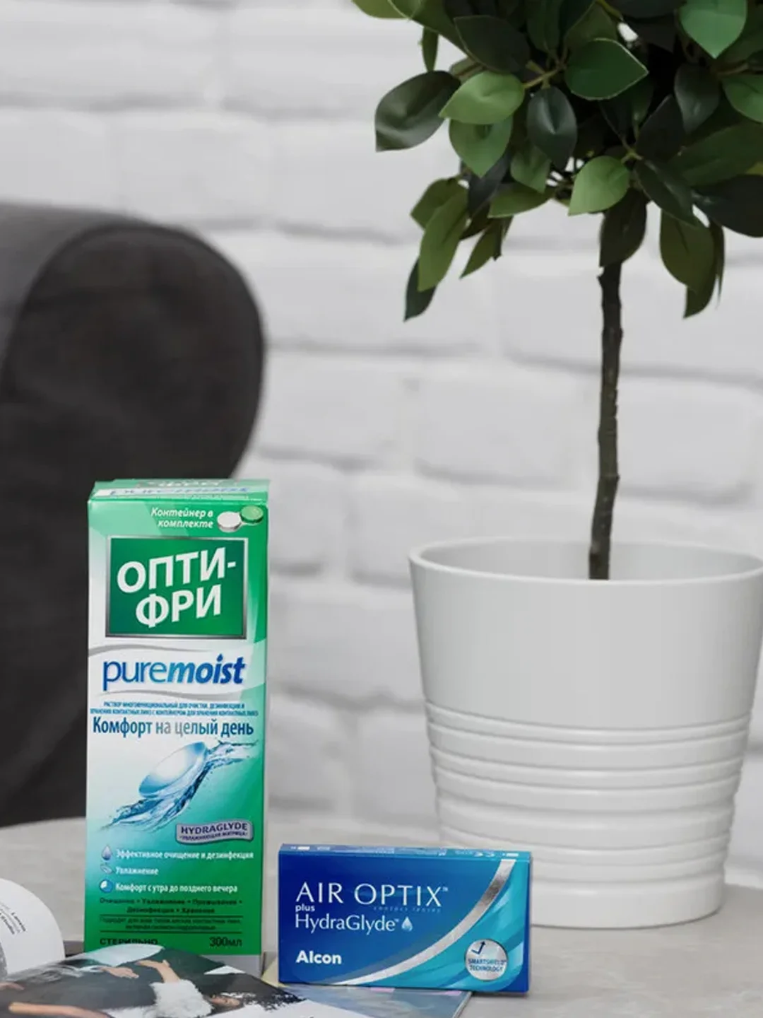 Контактные линзы Alcon AIR OPTIX plus HydraGlyde, 6 штук