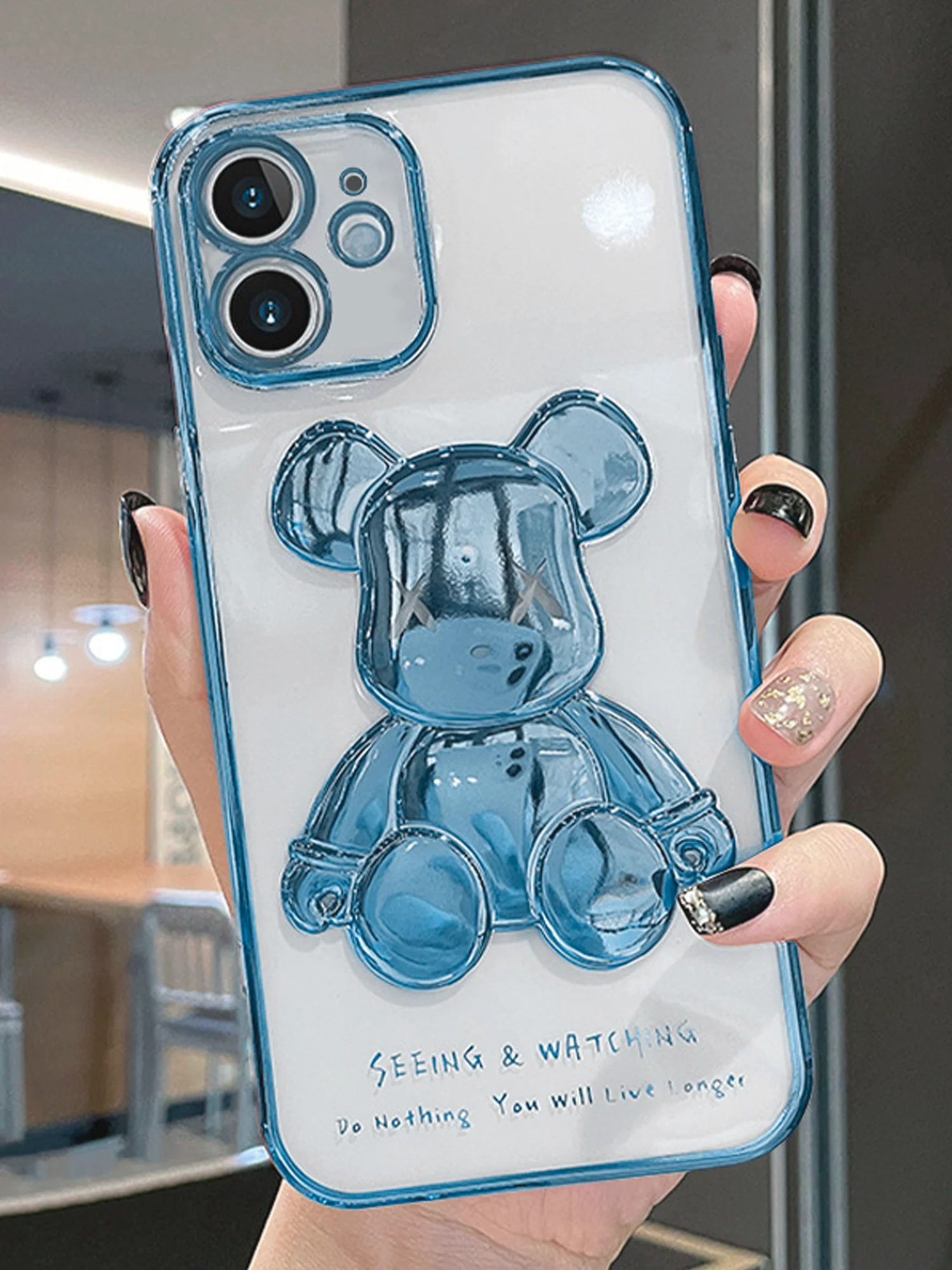 Синий чехол для iPhone 11, 13, 14, 15, Pro, Max, чехол на айфон силиконовый с принтом KAWS